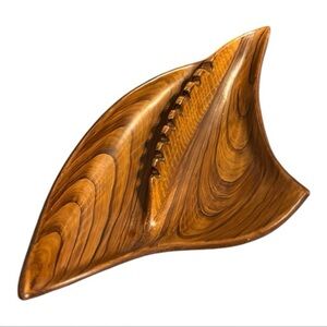 Mid Century Modern Wood-look Ceramic Ashtray by California Originals